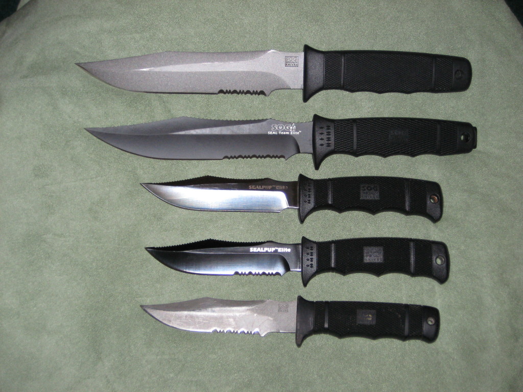 The "Seal" family from SOG. (Photo:"LeftytwoGuns" - bladeforums)